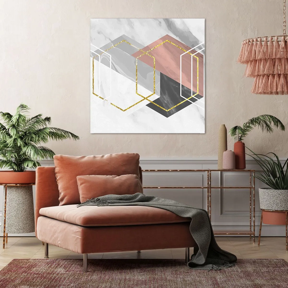 Quadro em tela - Composição em cadeia - 70x70 cm