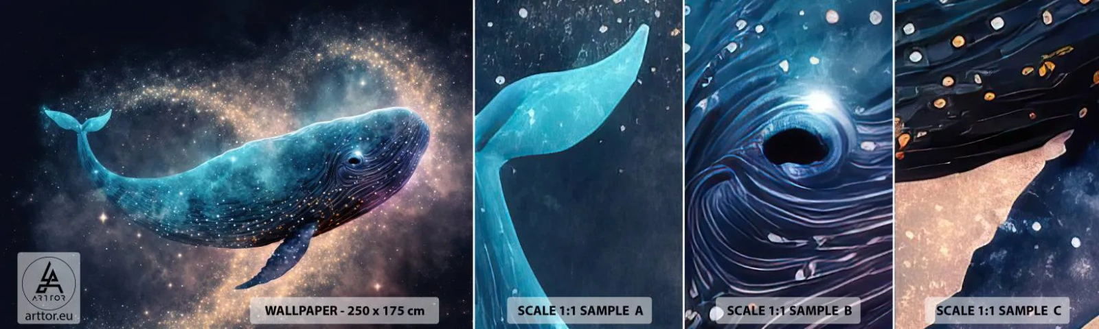 Amostra de Papel de Parede Standard Eco - Existe um mundo assim… - Baleia, Magia, Fantástico - 100x30 cm