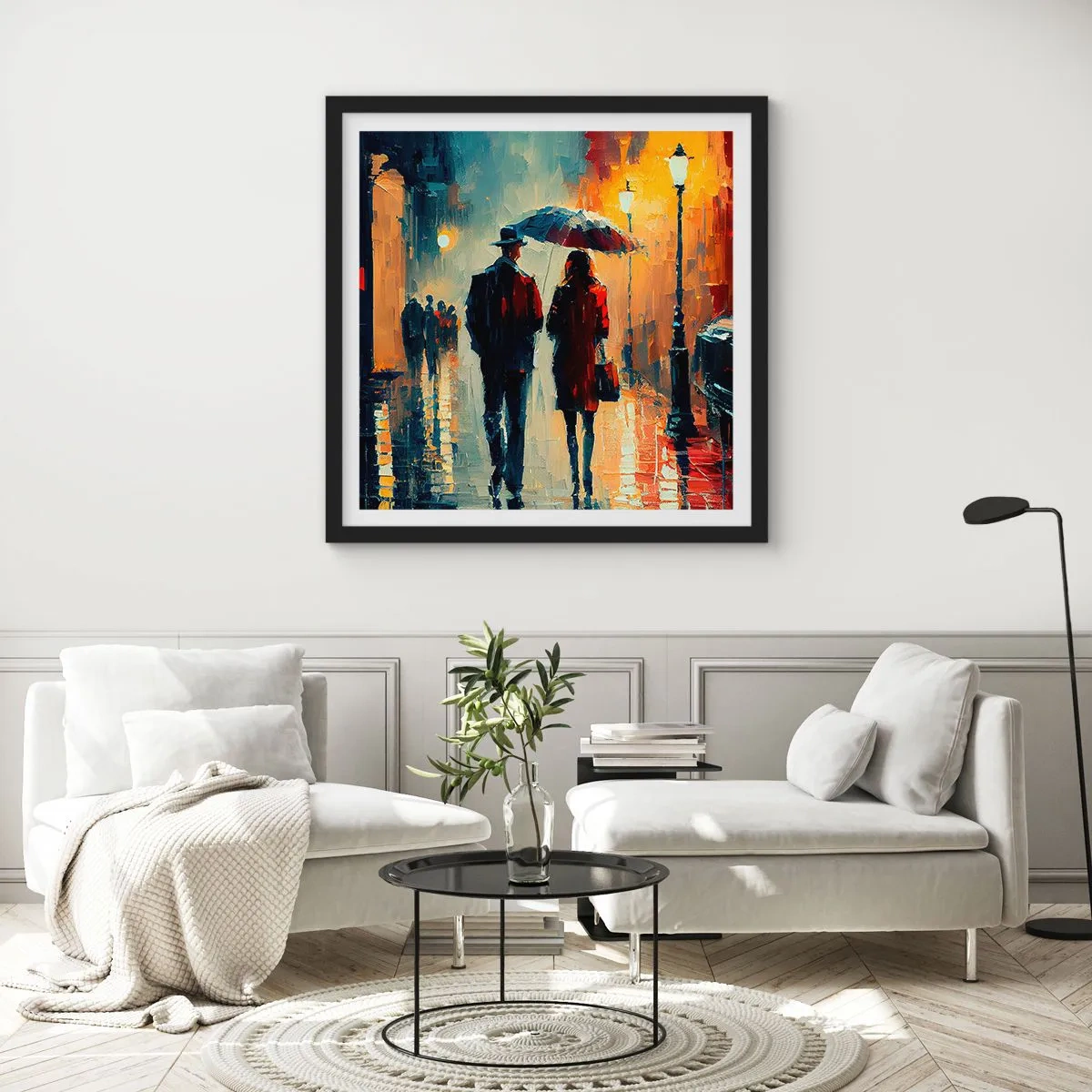 Pôster com moldura preta - História de amor urbano - 30x30 cm