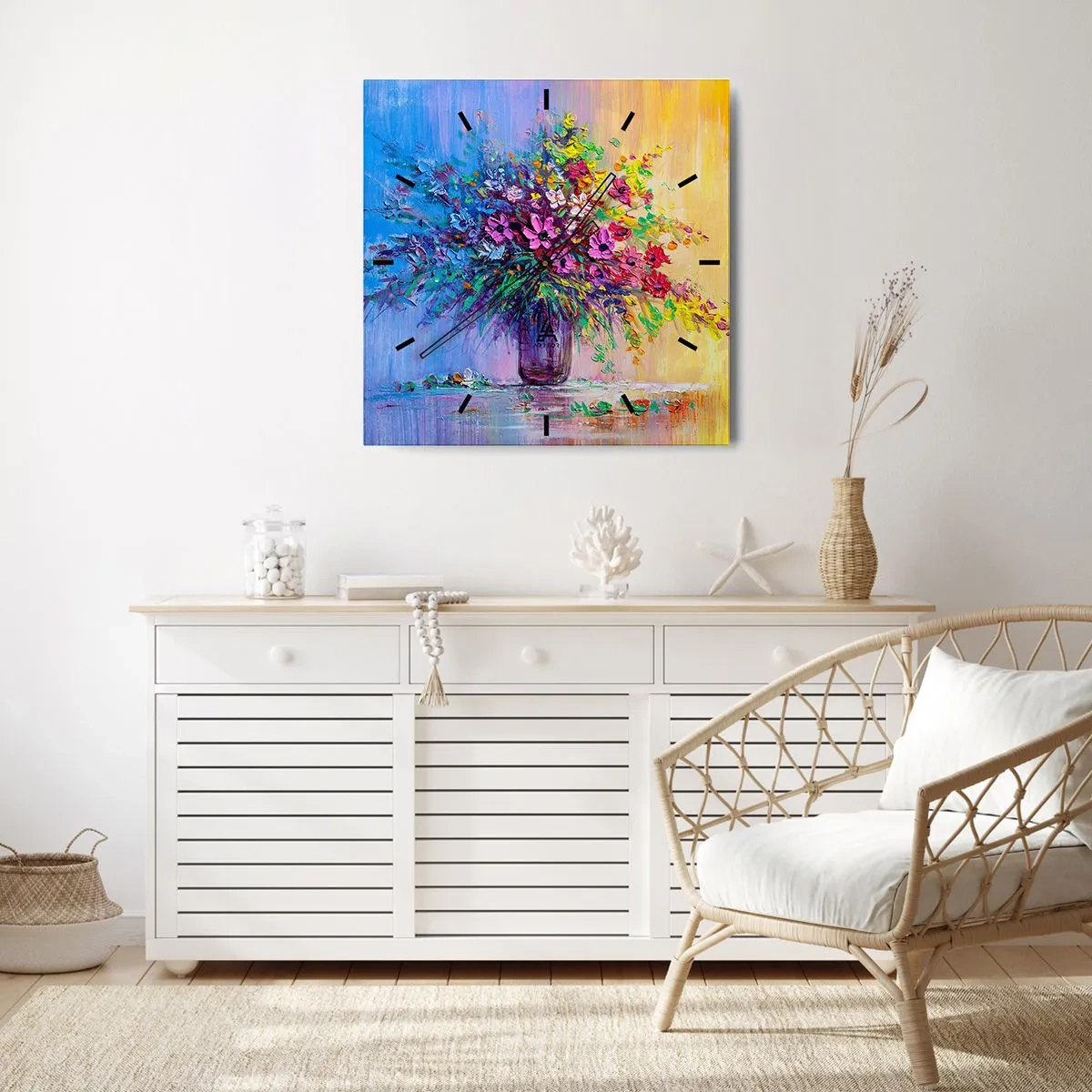 Relógio de parede - Relógio em vidro - Fruto de um prado - 30x30 cm