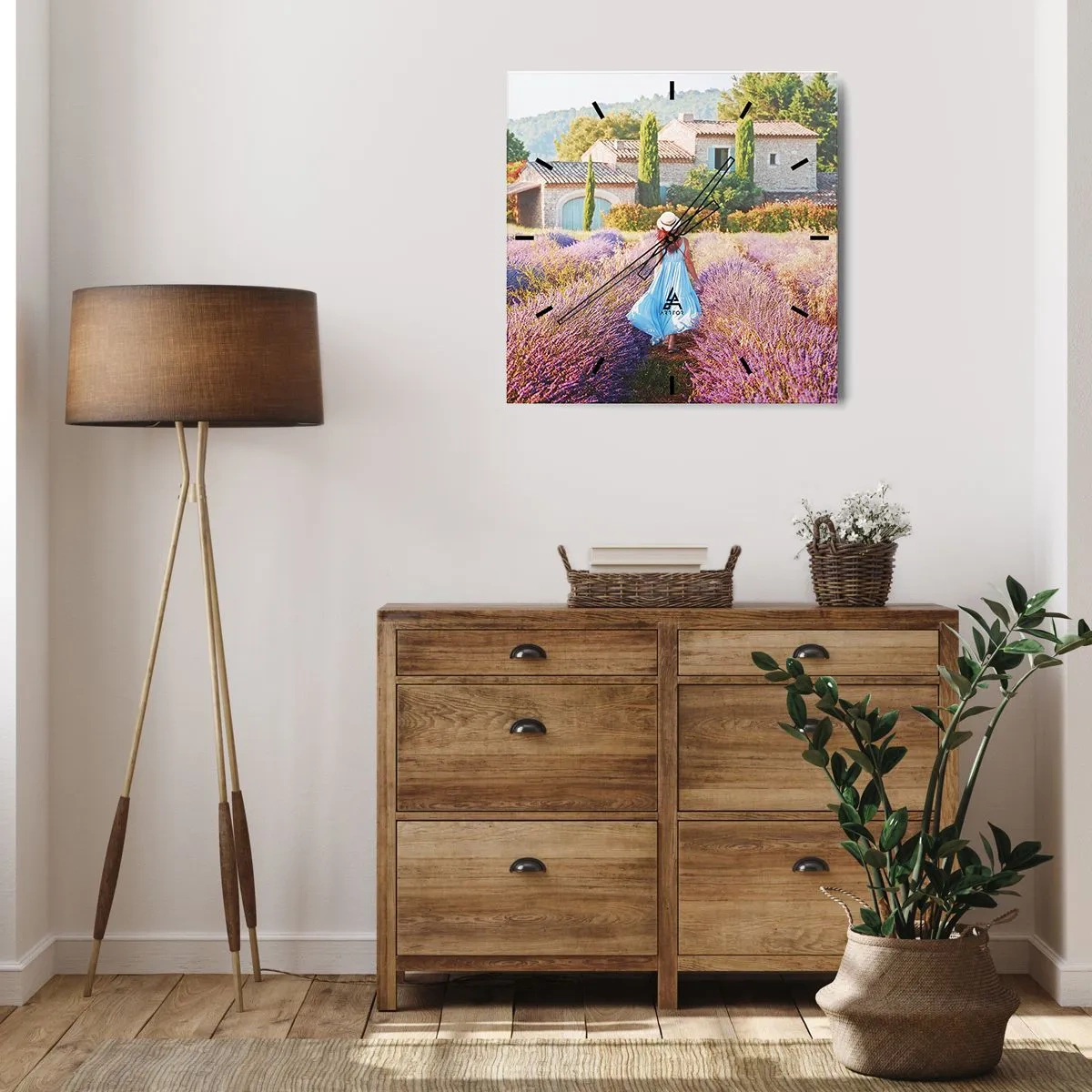 Relógio de parede - Relógio em vidro - Menina Lavanda - 40x40 cm