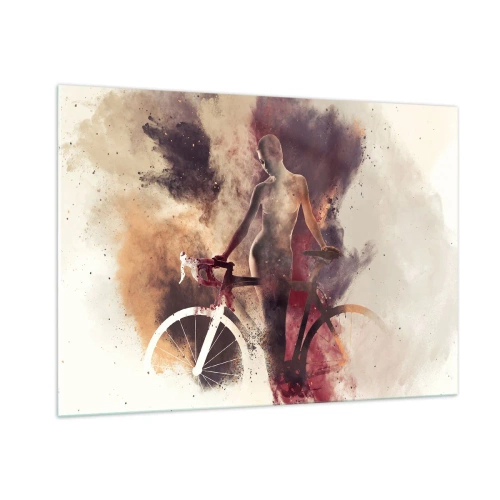 Quadro em vidro - Uma alma de bicicleta em formas de mármore - 100x70 cm