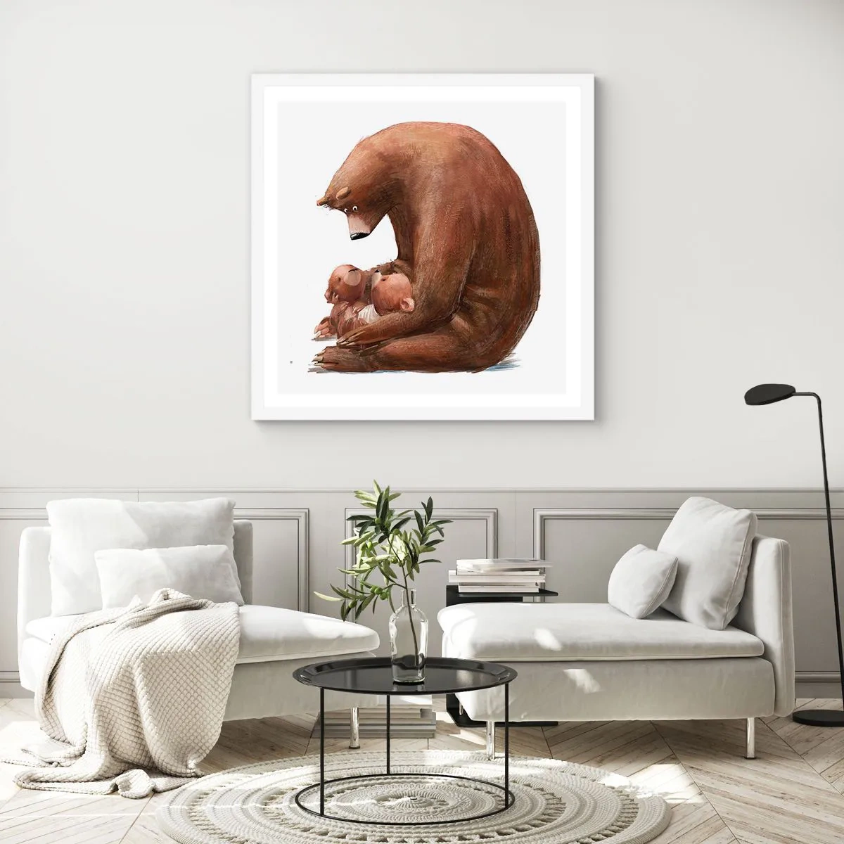 Pôster em moldura branca - Doces sonhos, crianças - 30x30 cm