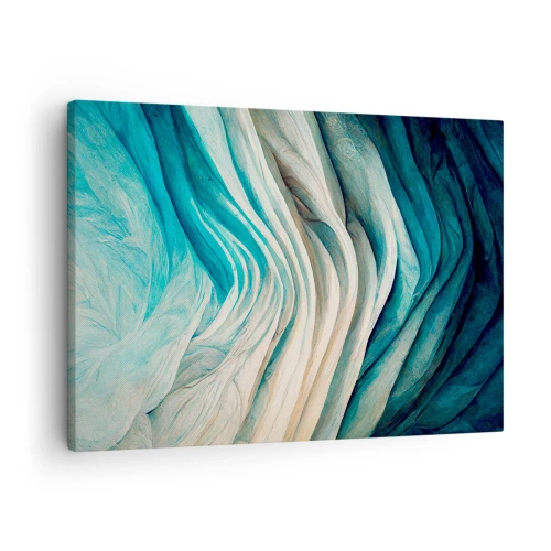 Quadro em tela - Ondas dinâmicas em tons de azul e branco - 70x50cm - Insaciabilidade azul - Decoração de parede moderna para a sala de estar e quarto ARTTOR