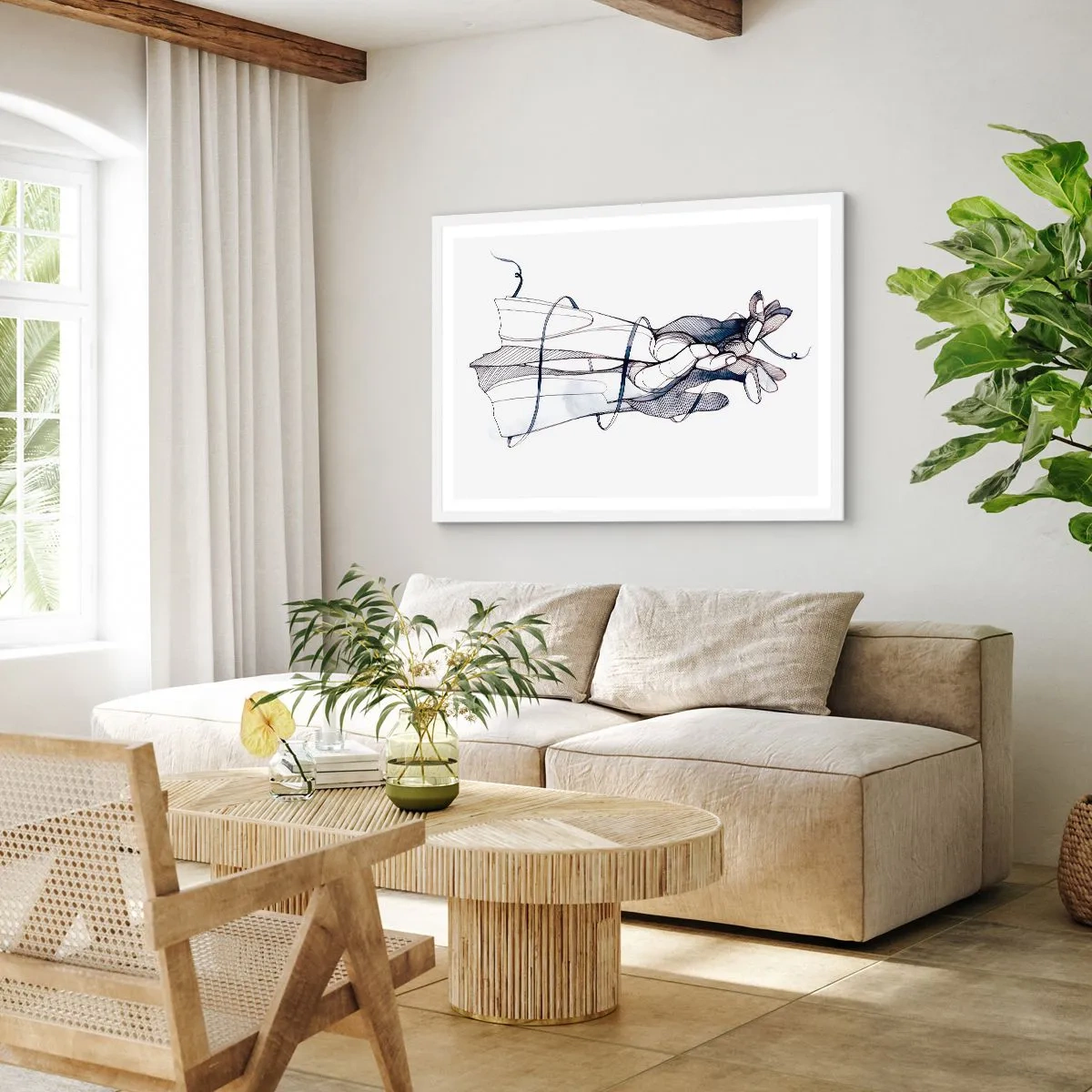 Pôster em moldura branca - Estudo do toque - 100x70 cm