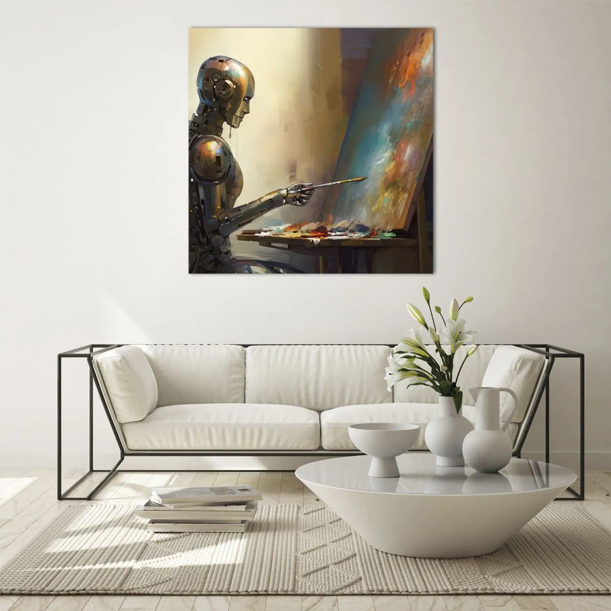 Quadro em vidro - A arte do futuro - 70x70 cm