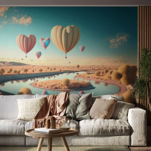 Papel de Parede Premium Sand - O amor permite se reerguer - Balões, Pastel, Doce - 500x350 cm