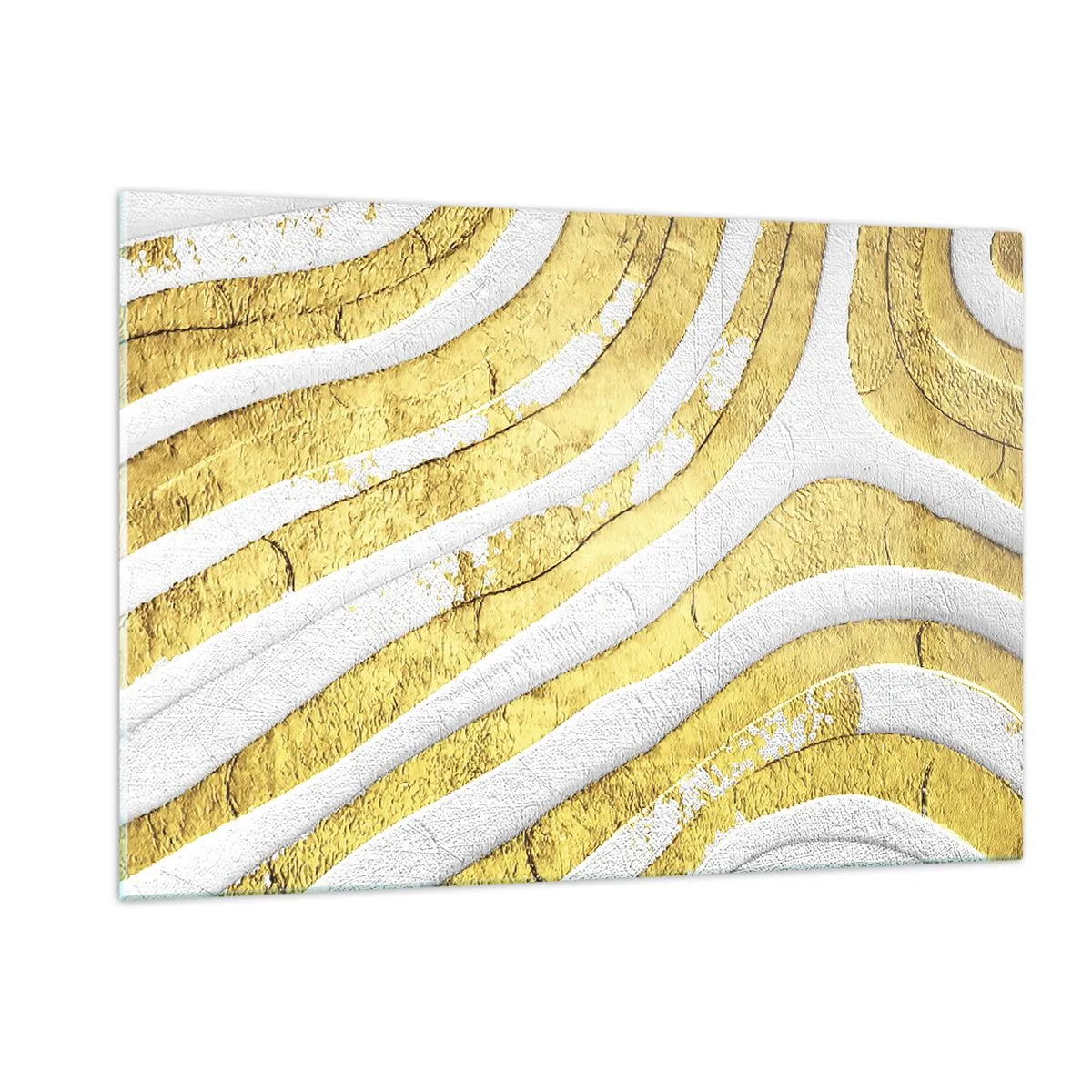 Quadro em vidro - Composição a branco e ouro - 120x80 cm