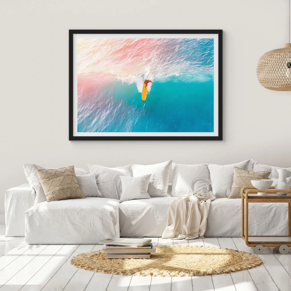 Pôster com moldura preta - Cavaleiro oceânico - 70x50 cm