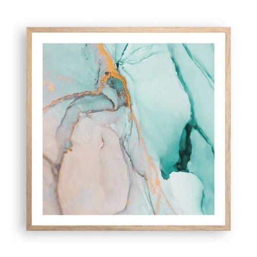 Pôster com moldura de carvalho claro - Dança das formas e cores - 60x60 cm
