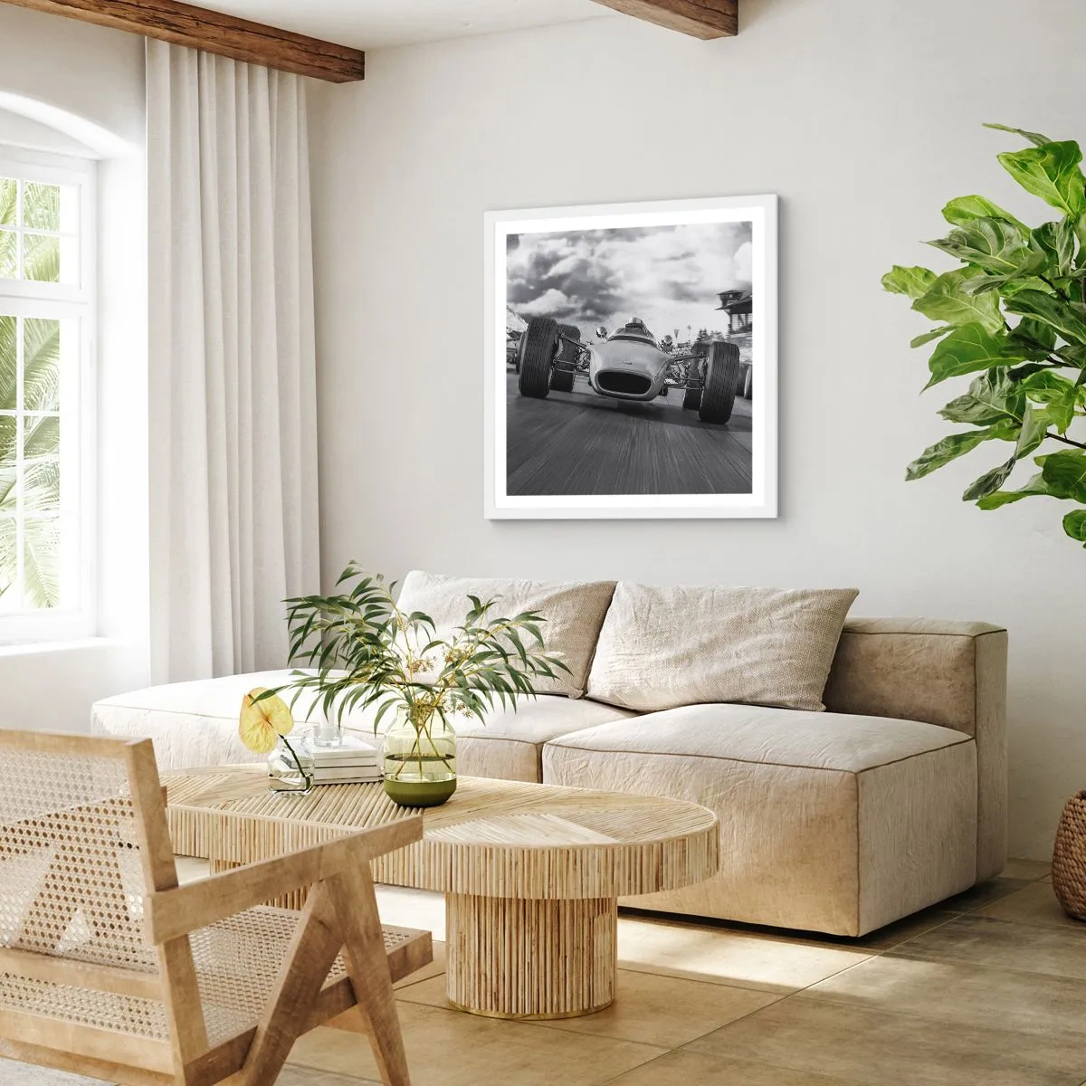 Pôster em moldura branca - O ronco do motor - 50x50 cm