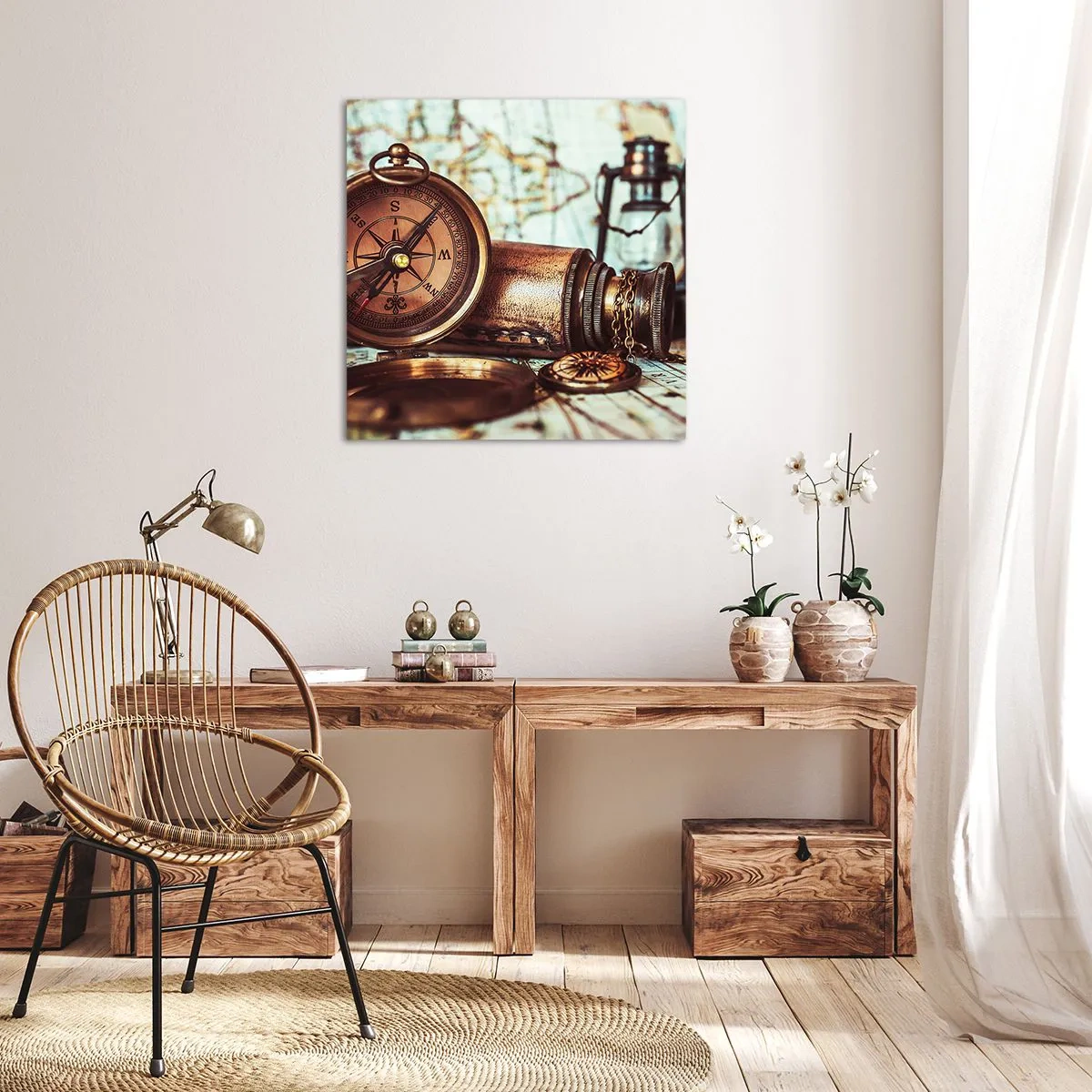 Quadro em tela - Uma aventura pirata no Caribe - 70x70 cm