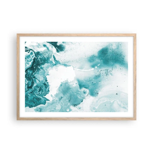 Pôster com moldura de carvalho claro - Inundado em azul - 70x50 cm