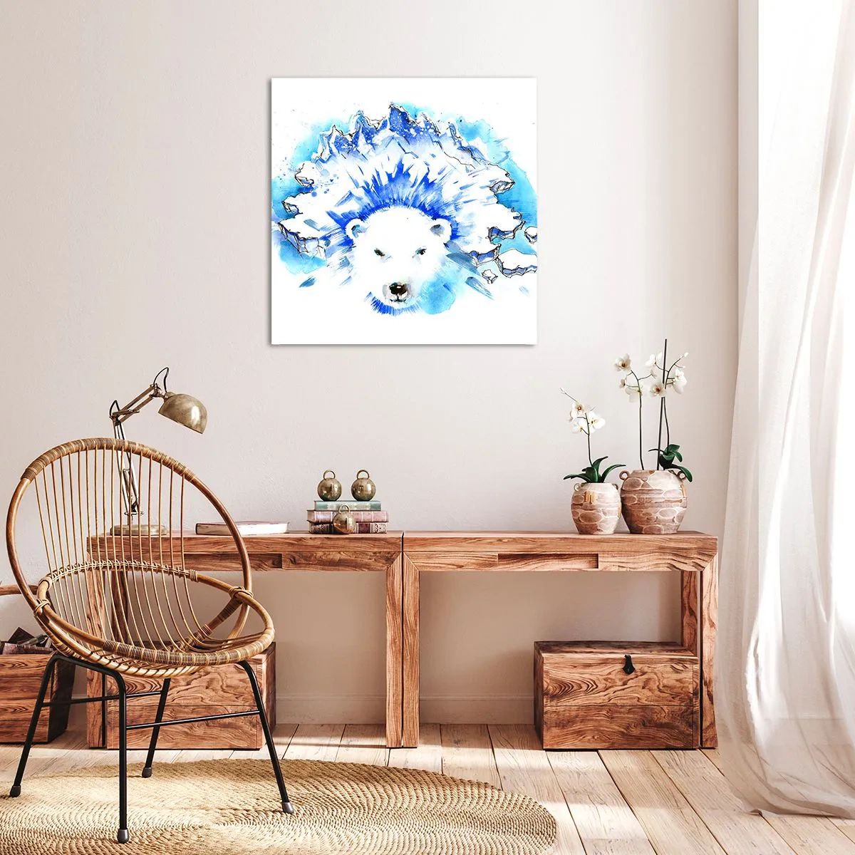 Quadro em tela - O Rei do Ártico em uma coroa de gelo - 40x40 cm