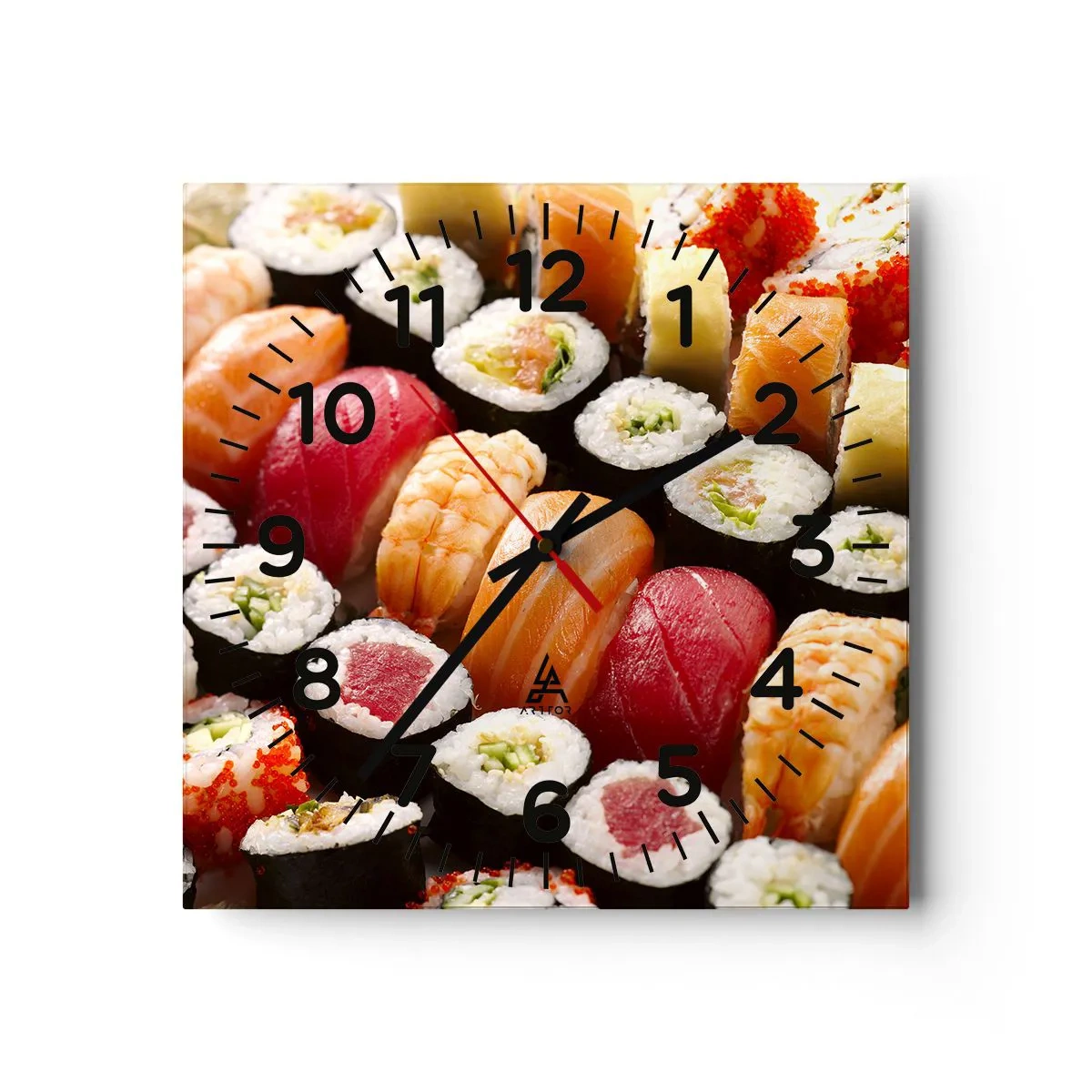 Relógio de parede - Relógio em vidro - Cores e sabores da Ásia - 40x40 cm