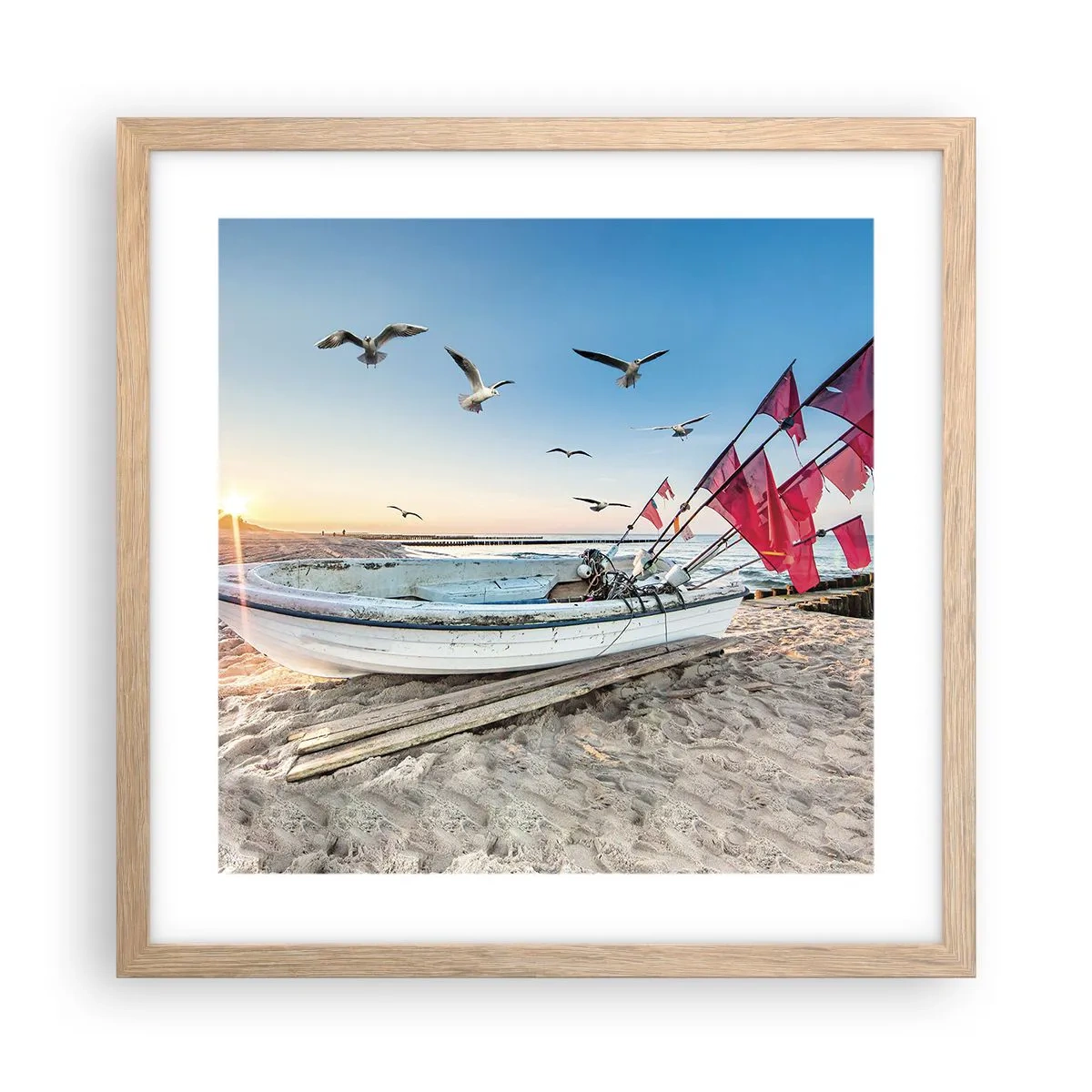 Pôster com moldura de carvalho claro - Um merecido descanso - 40x40 cm