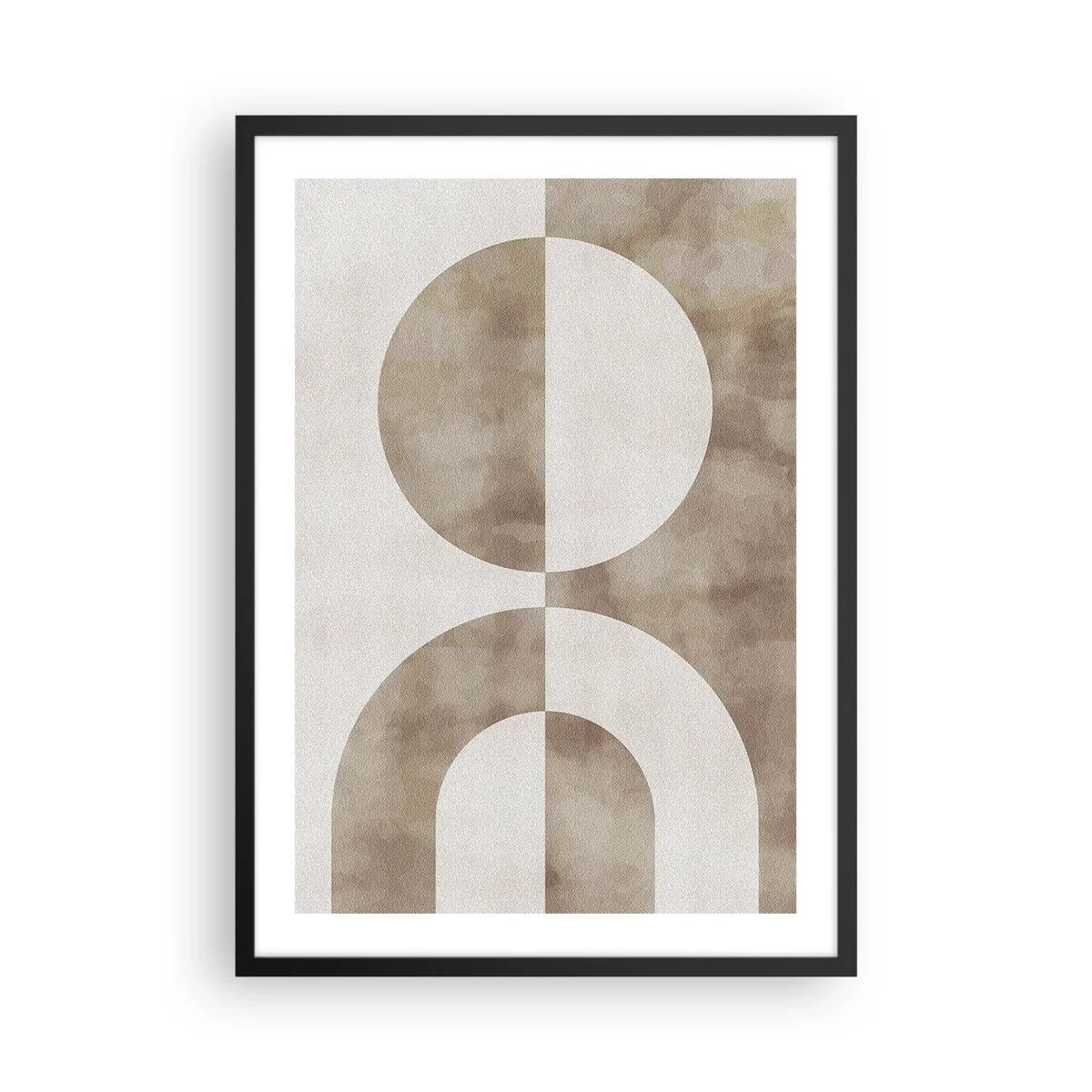 Pôster com moldura preta - Abstração geométrica em tons quentes de bege - 50x70cm - Semelhanças e diferenças - Decoração de parede moderna para a sala de estar e quarto ARTTOR