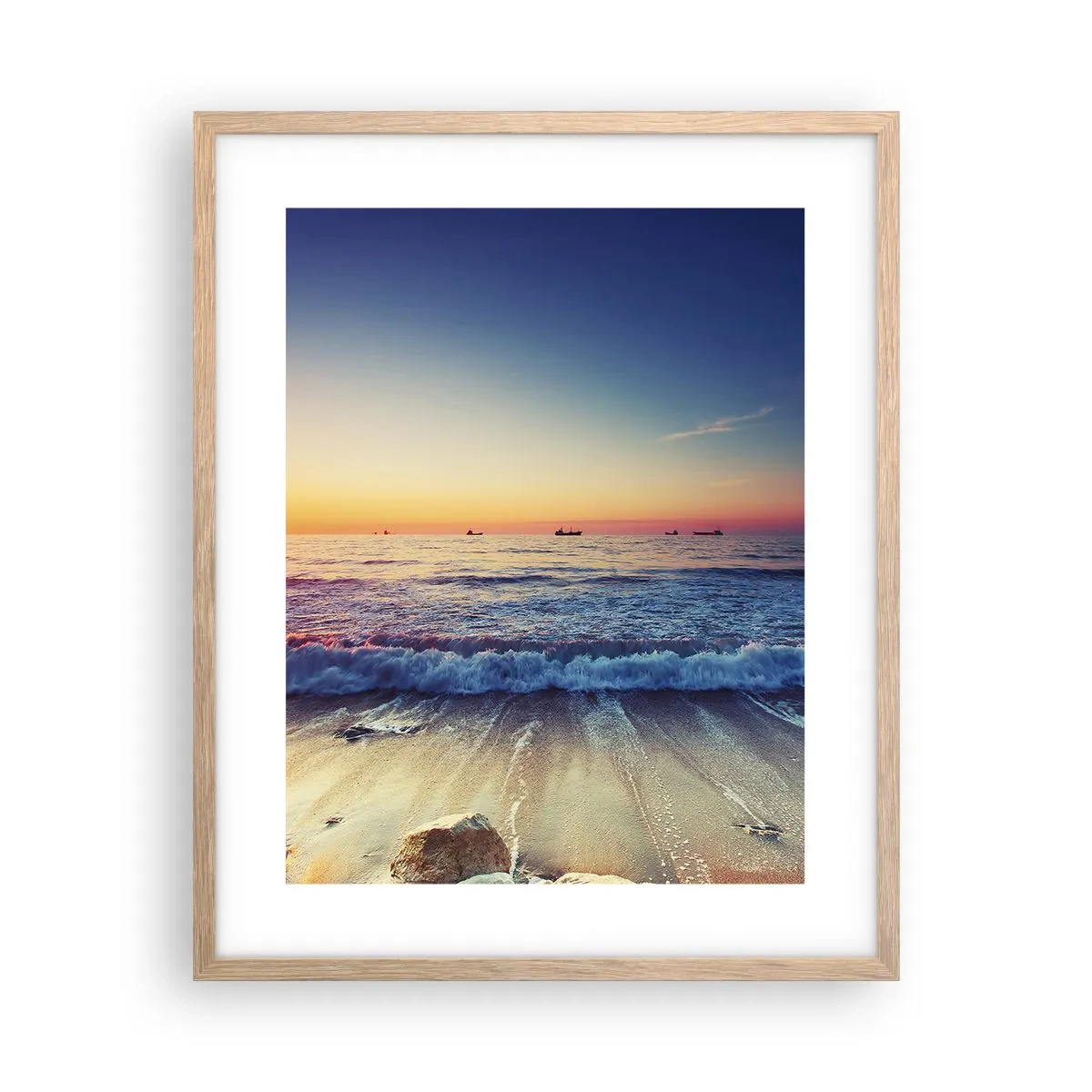 Pôster com moldura de carvalho claro - E além do horizonte? - 40x50 cm