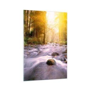 Quadro em vidro - Malaquita em um cenário de ouro e prata - 70x100 cm