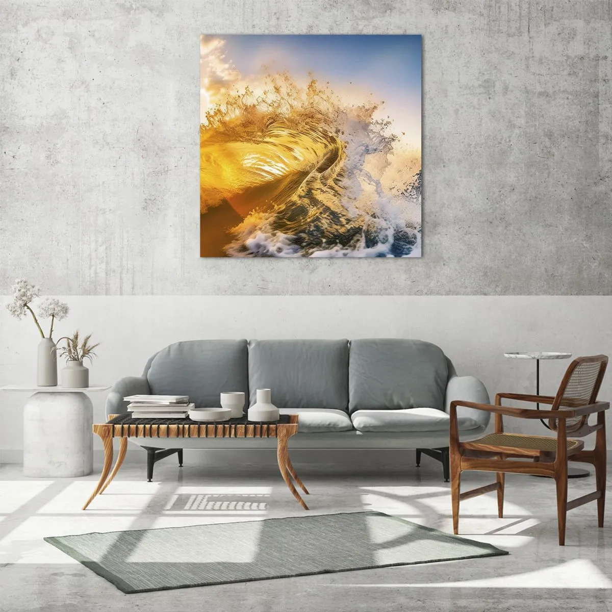 Quadro em vidro - Diversão na areia - 30x30 cm