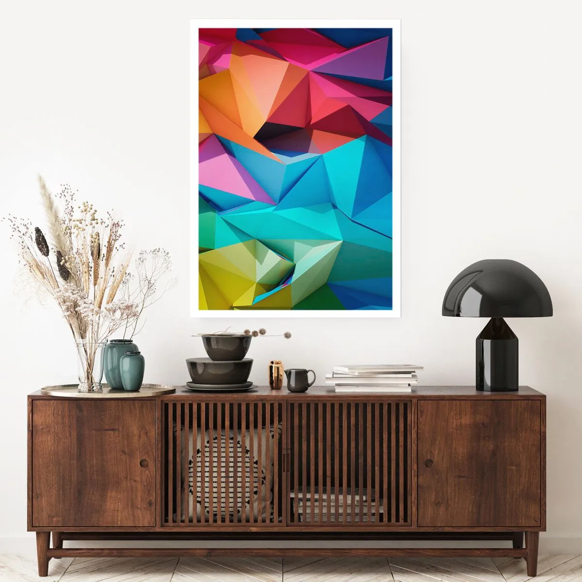 Pôster - Arco-íris de origami - 61x91 cm