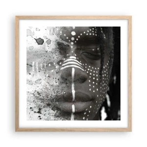 Pôster com moldura de carvalho claro - Descubra o espírito primordial - 50x50 cm