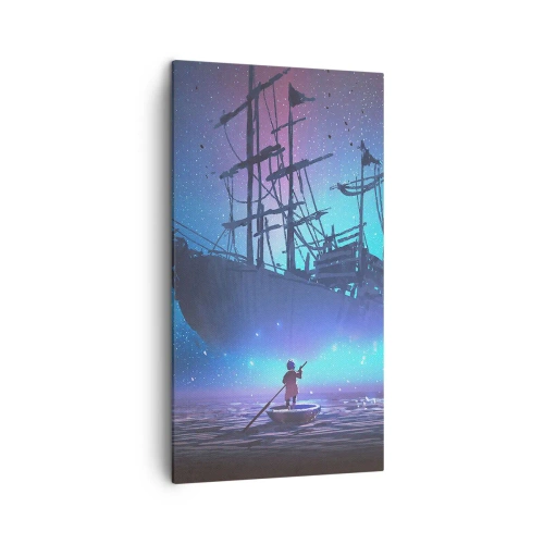 Quadro em tela - Um encontro com o mito do mar - 45x80 cm