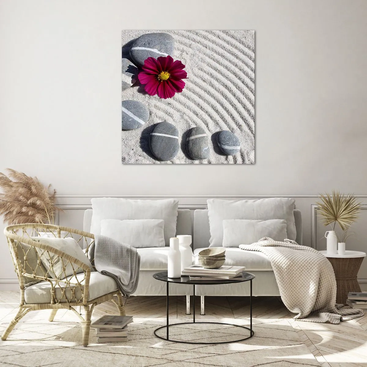 Quadro em vidro - Energia e paz do círculo mágico da natureza - 50x50 cm