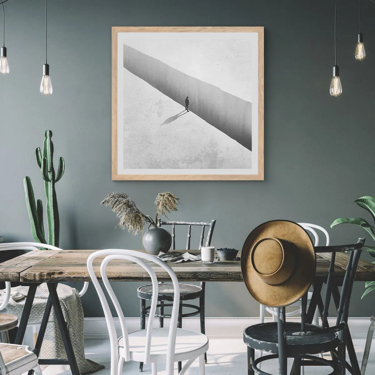 Pôster com moldura de carvalho claro - Um objetivo claro - 40x40 cm