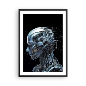 Pôster com moldura preta - Figura cibernética em estilo futurista - 50x70cm - A tecnologia é uma mulher - Decoração de parede moderna para a sala de estar e quarto ARTTOR