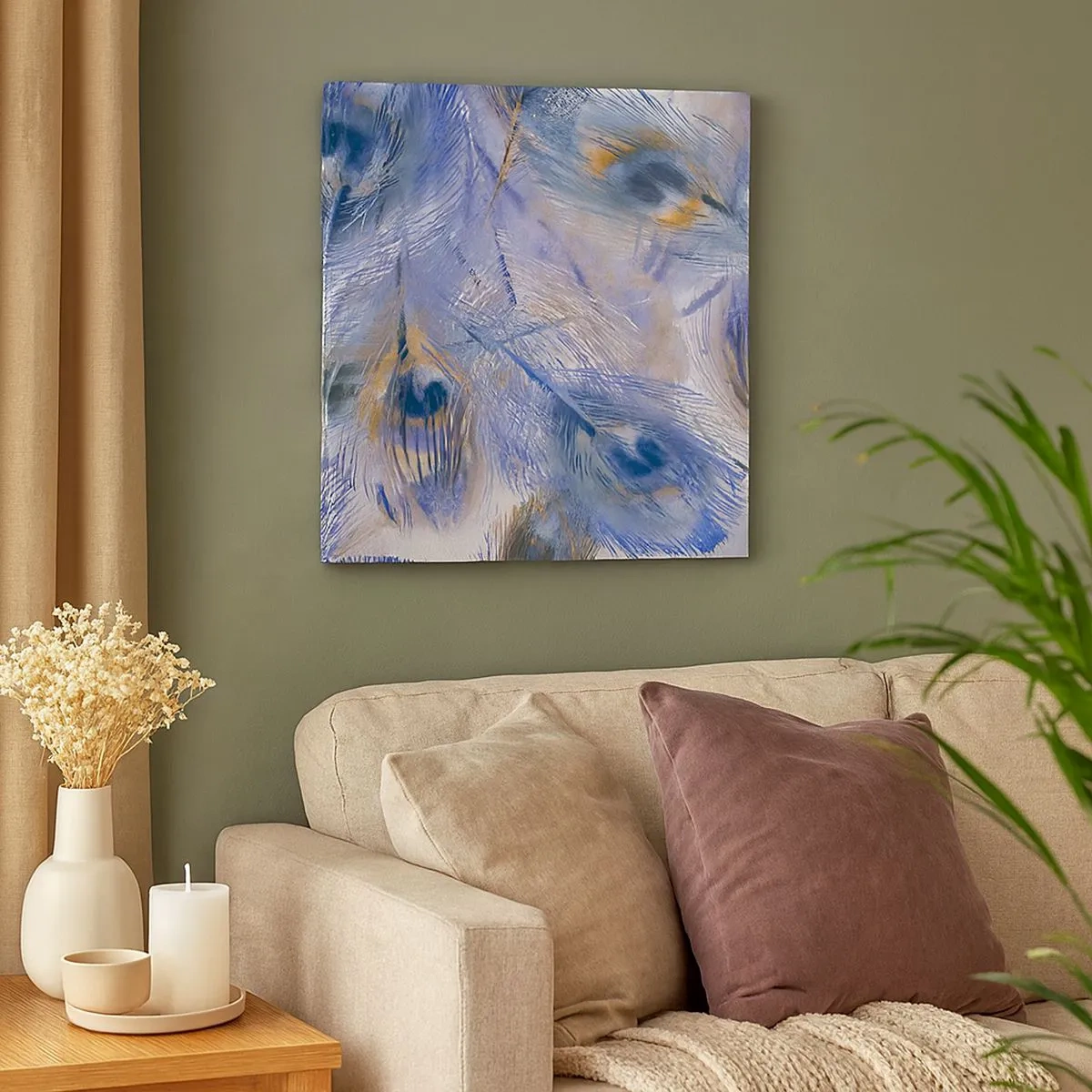 Quadro em tela - Composição do pavão - 30x30 cm