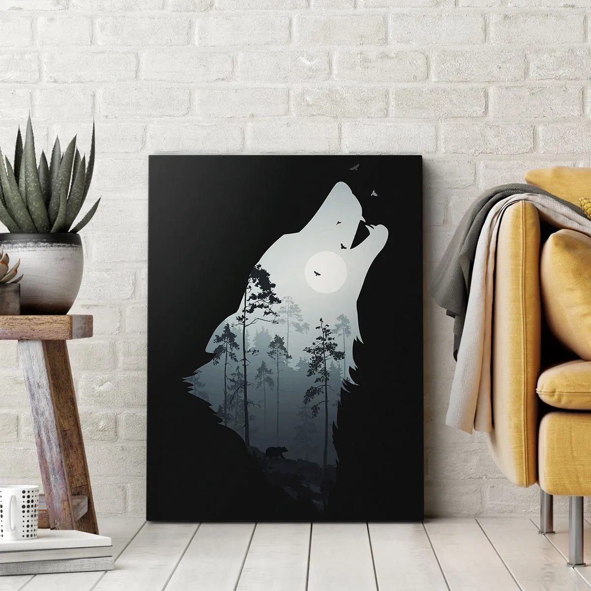 Quadro em tela - A voz da noite da floresta - 55x100 cm