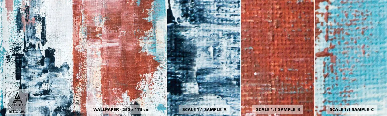 Amostra de Papel de Parede Standard Eco - Meio a meio abstrato - Abstração, Pedaço, Pintura - 100x30 cm