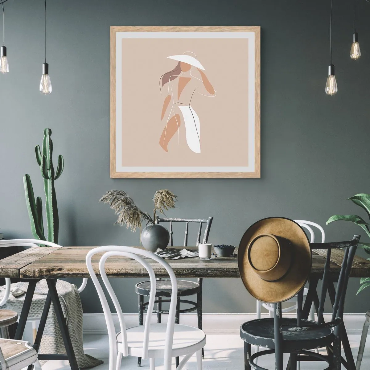 Pôster com moldura de carvalho claro - A moda é diversão - 30x30 cm