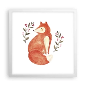 Pôster em moldura branca - Pequeno ruivo - 40x40 cm