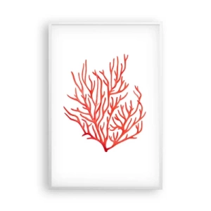Pôster em moldura branca - Filigrana coral - 61x91 cm