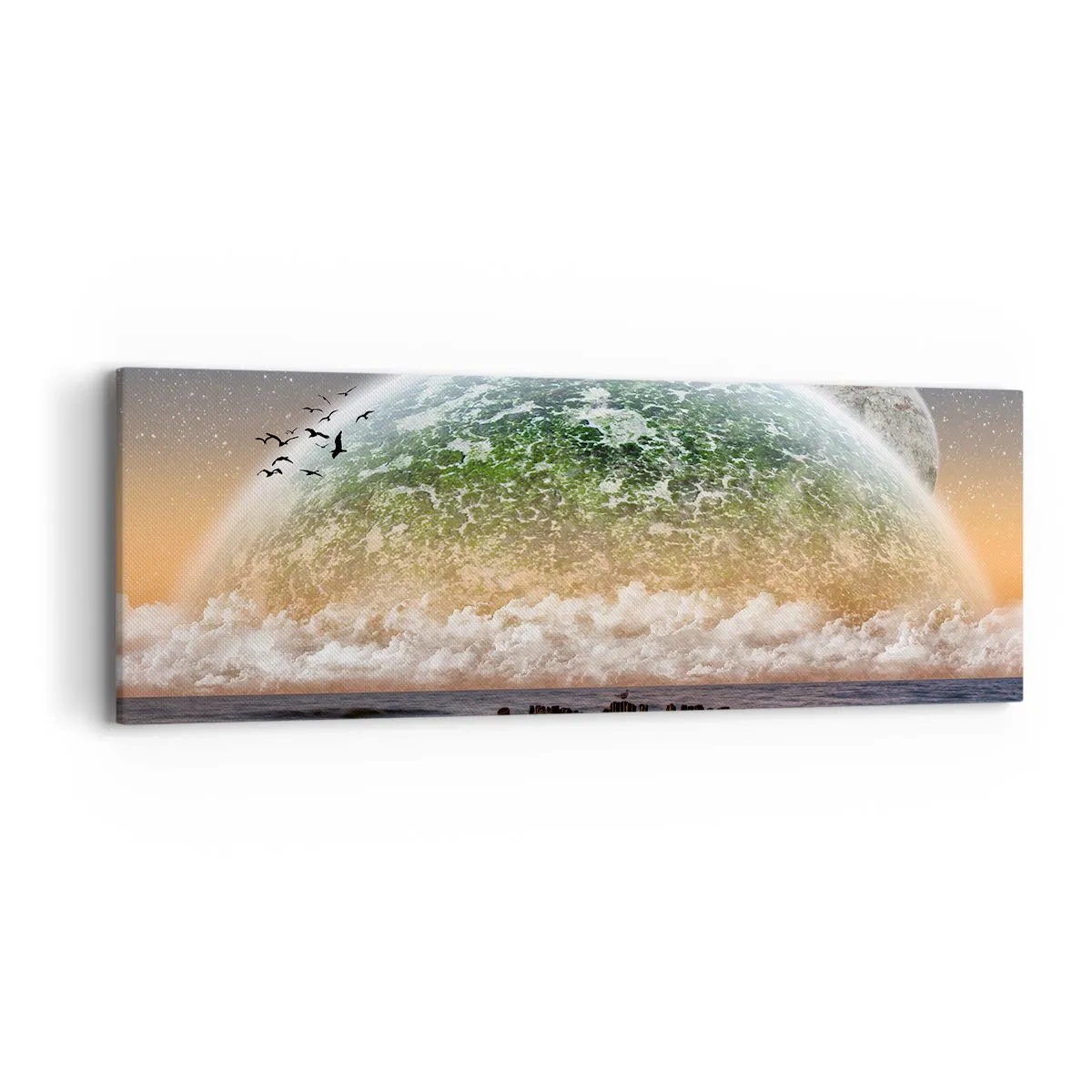 Quadro em tela - E o mundo emergiu da água - 90x30 cm