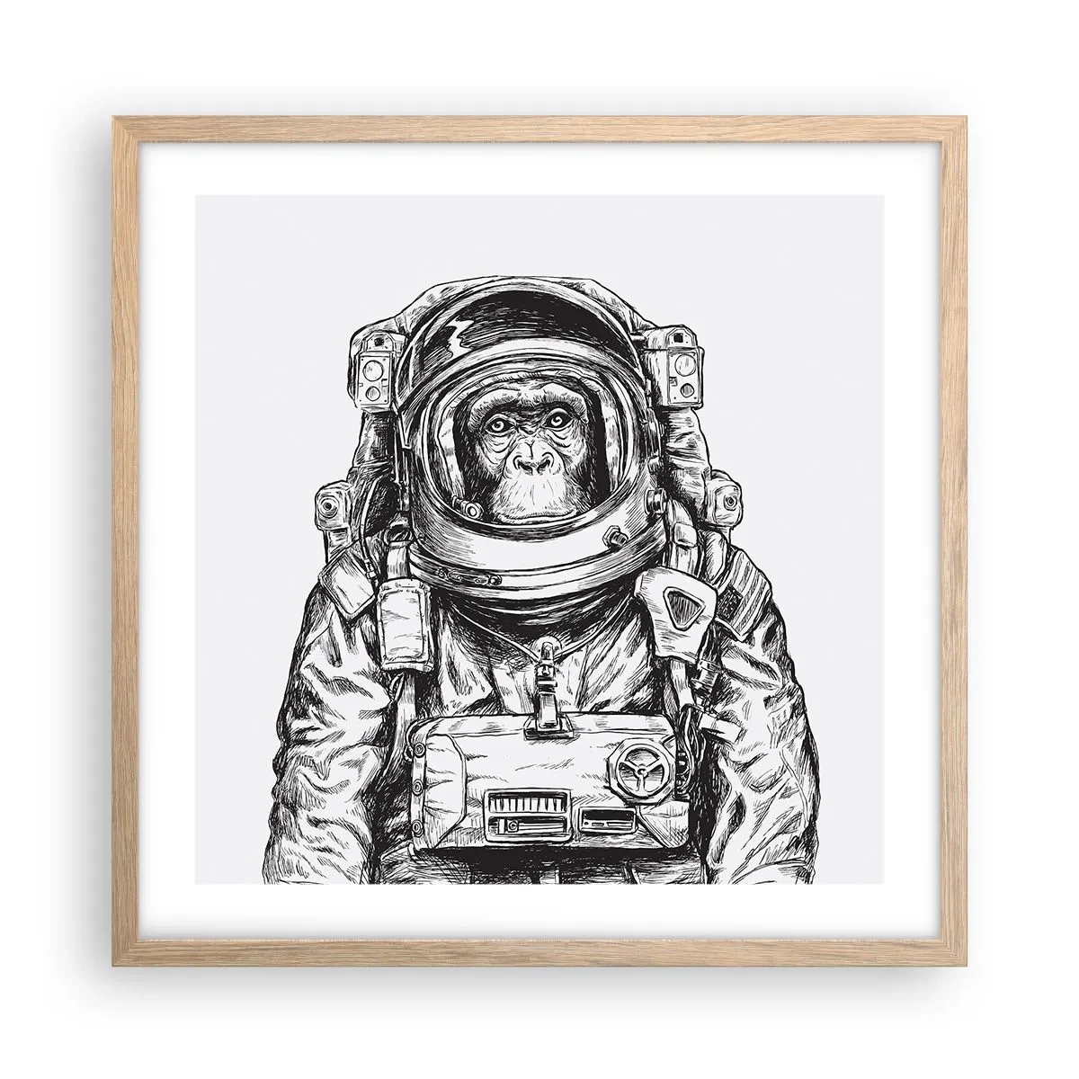 Pôster com moldura de carvalho claro - Evolução alternativa - 50x50 cm