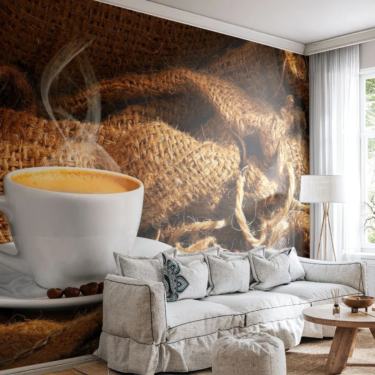 Papel de Parede Premium Canvas - O cheiro de moka e a densidade do líquido de mel - Gastronomia, Café, xícara de café - 450x315 cm