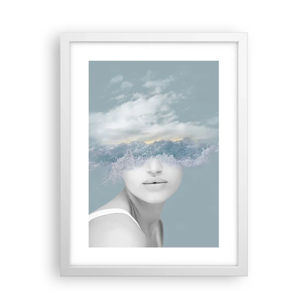 Pôster em moldura branca - Com a cabeça nas nuvens - 30x40 cm