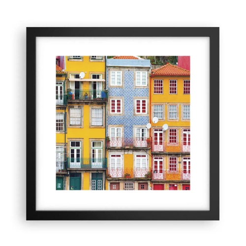 Pôster com moldura preta - Cores da cidade velha - 30x30 cm