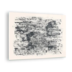 Quadro em vidro - Abstração em preto e branco com efeito de desfoque - 70x50cm - Composição nebulosa - Decoração de parede moderna para a sala de estar e quarto ARTTOR