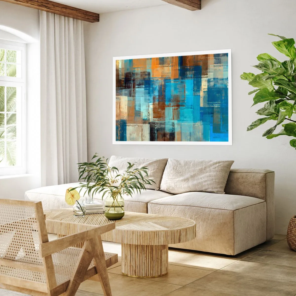 Pôster - Através da cortina azul - 40x30 cm
