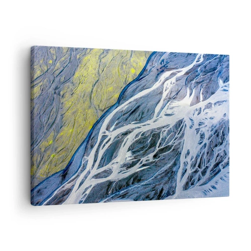 Quadro em tela - Vista aérea abstrata de leitos de rios sinuosos - 70x50cm - Pinturas rupestres da natureza - Decoração de parede moderna para a sala de estar e quarto ARTTOR