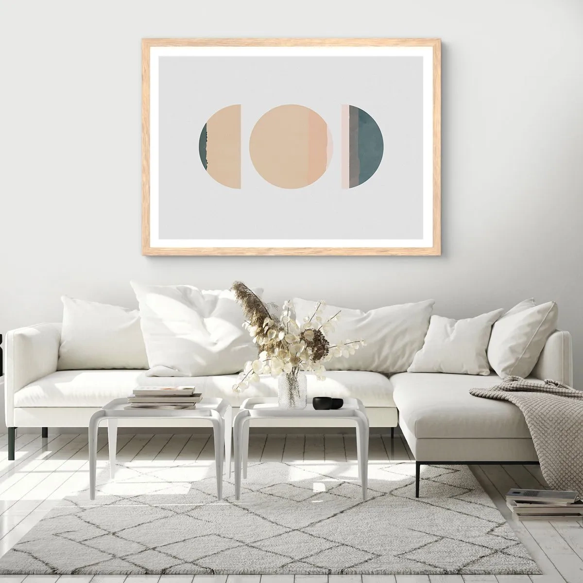 Pôster com moldura de carvalho claro - Círculo entre círculos - 100x70 cm