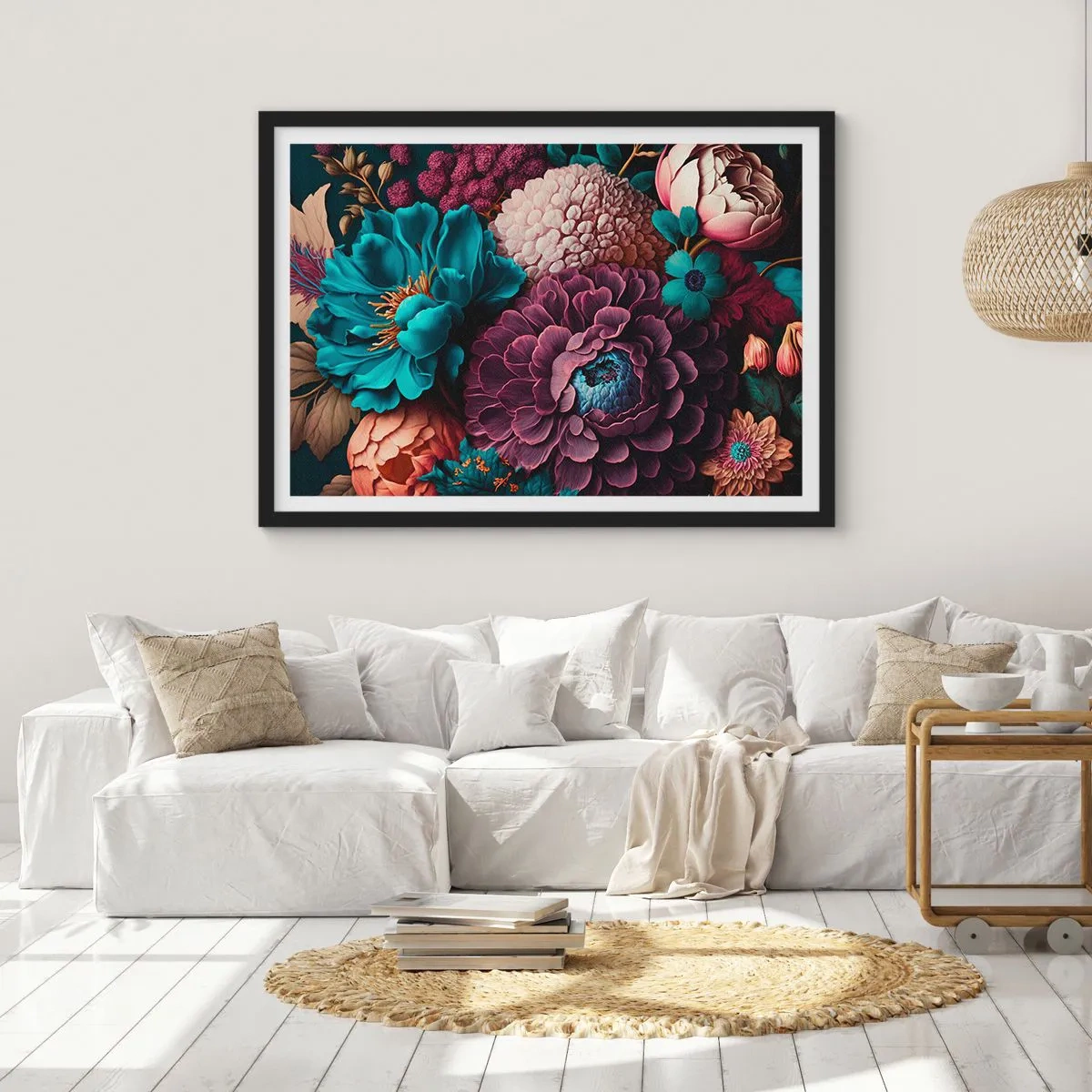 Pôster com moldura preta - Natureza em abundância - 100x70 cm