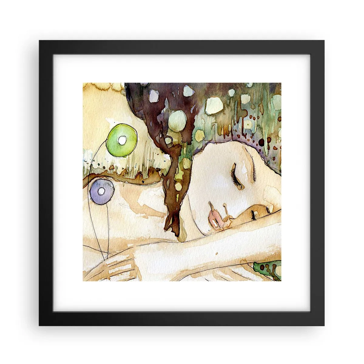 Pôster com moldura preta - Um sonho Violeta Esmeralda - 30x30 cm