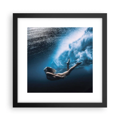 Pôster com moldura preta - Sereia moderna - 30x30 cm