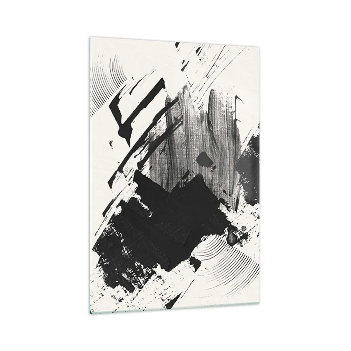 Quadro em vidro - Abstração – expressão do preto - 70x100 cm