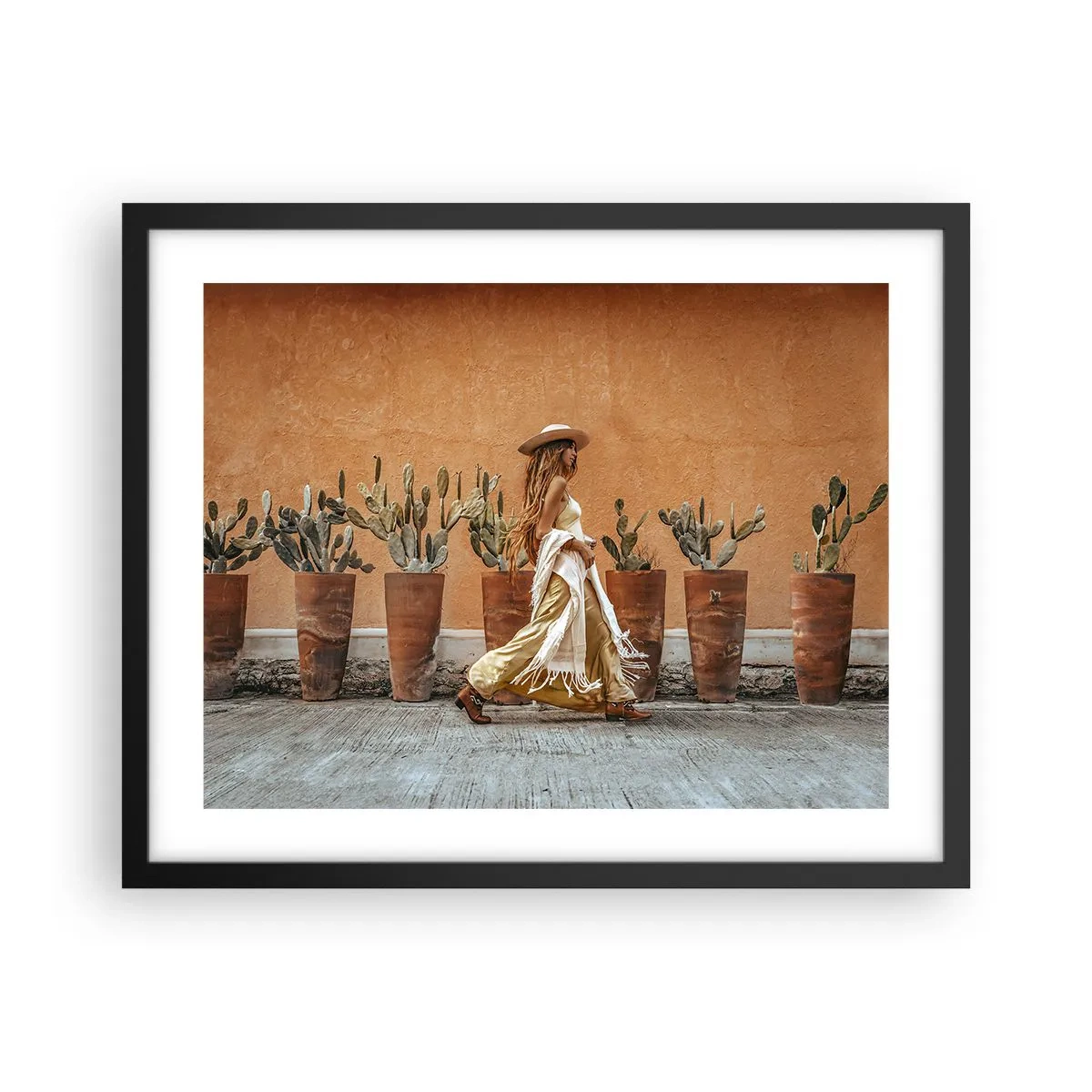 Pôster com moldura preta - Estilo hippie - 50x40 cm